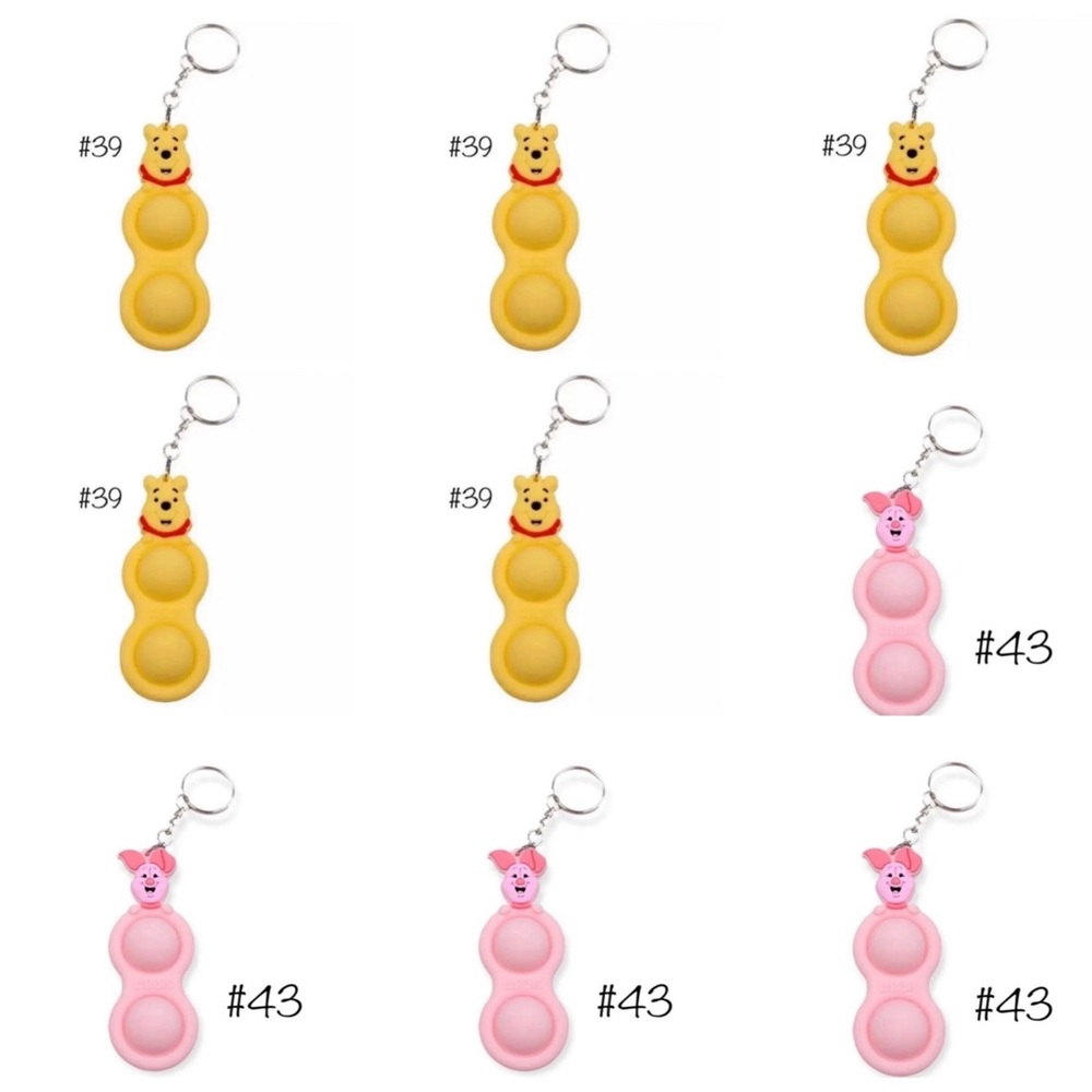 (9) Lot of Simple Dimple Keychains Wholesale Winnie the Pooh Bear & Piglet Toy